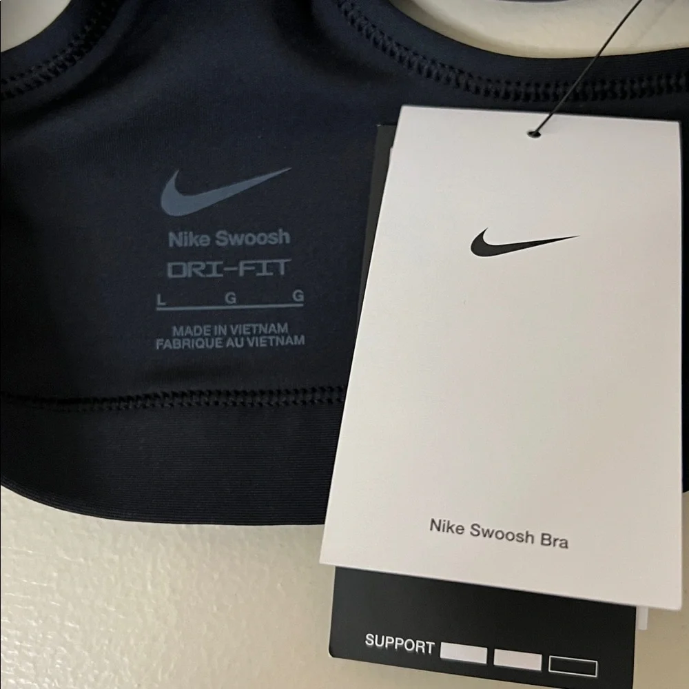 Nike Black Swoosh Racerback Training Sports Bra size large